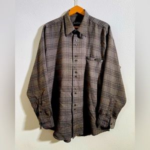 Dolmani Collection XL gold rimmed buttons shirt plaid vintage